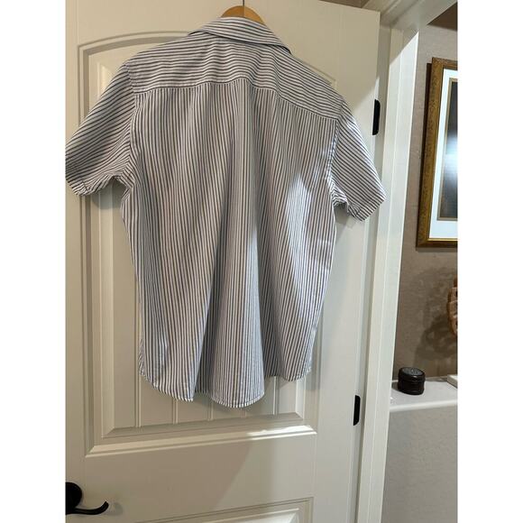 J Ferrari Button Down Shirt Men's Large, Short Sleeve summer multi color Stripes - Picture 2 of 8